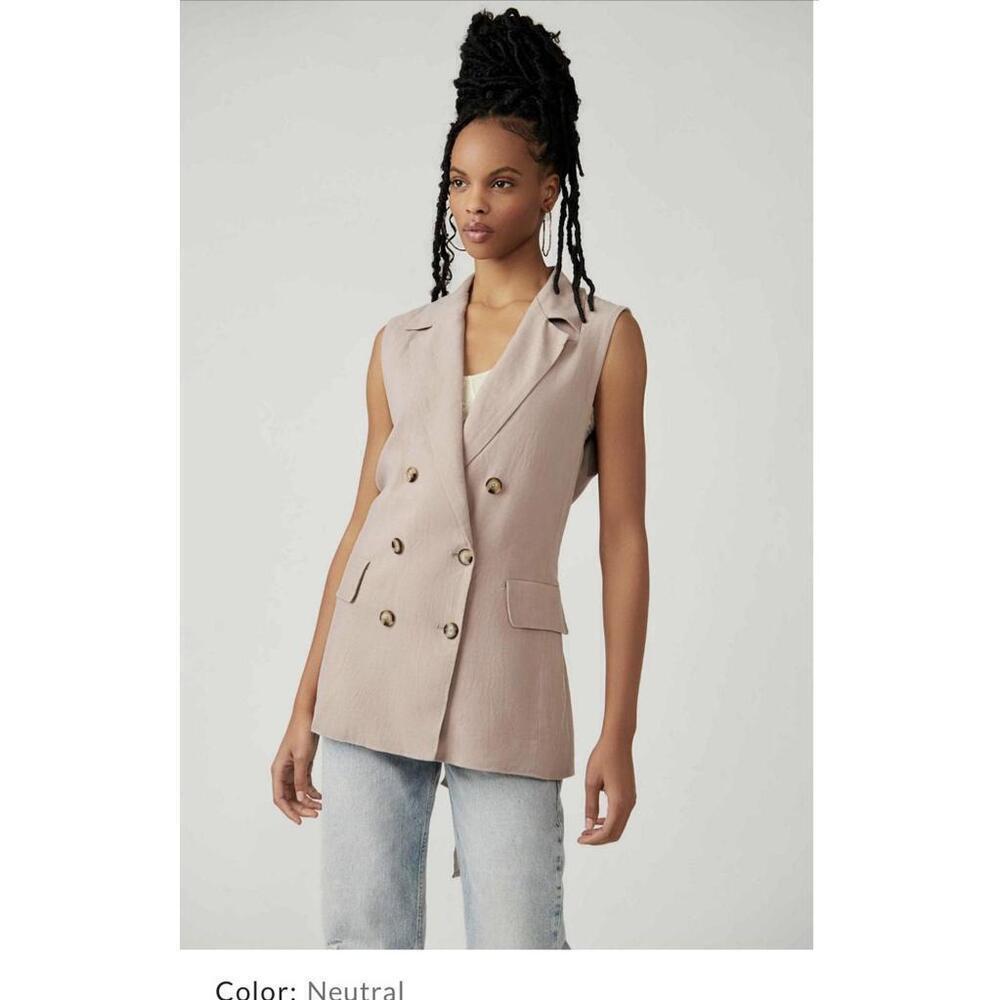 Free People "Olivia" Linen Vest, Women's Large